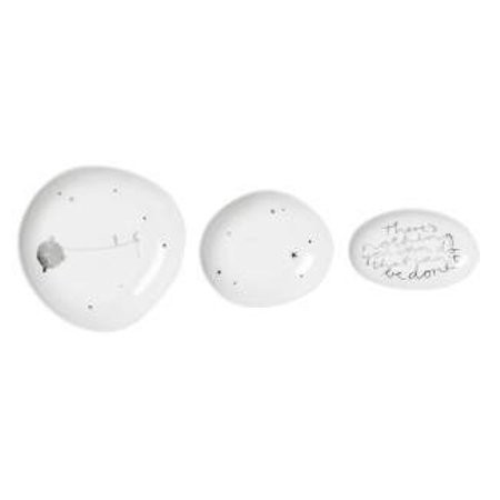 SCHAALTJES - porcelein - wit / zilver - set van 3                               