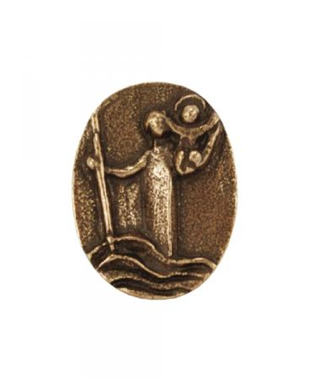 MEDAILLON - CHRISTOFFEL - brons ovaal 3x4 cm - plak                             