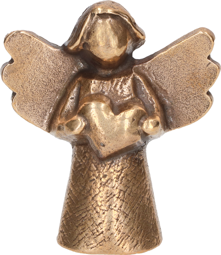 BEELD - engel met hartje - 5,5x6 cm - brons                                     