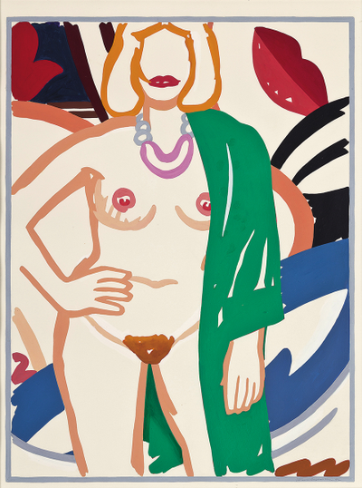 Study for Claire standing with Viviane (green robe) by Tom Wesselmann